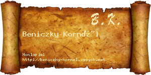 Beniczky Kornél névjegykártya